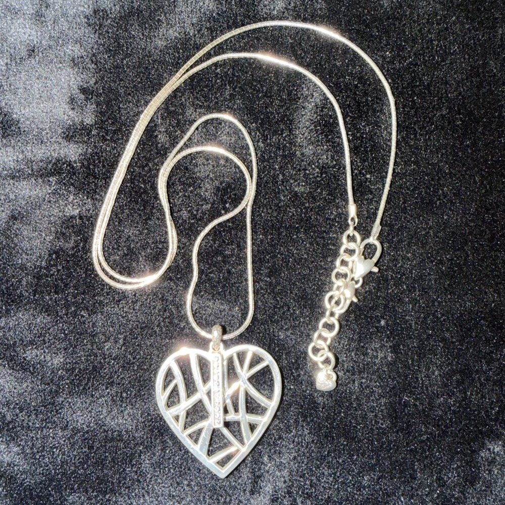 Brighton MERIDIAN ZENITH HEART Convertible Silver Tone Crystal Necklace